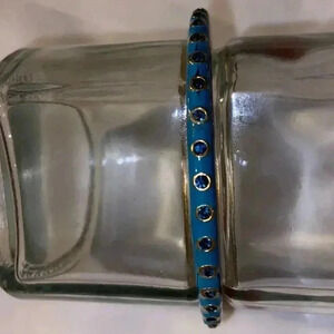J.Crew Turquoise Teal Blue Crystal Infinity bangle GUC
